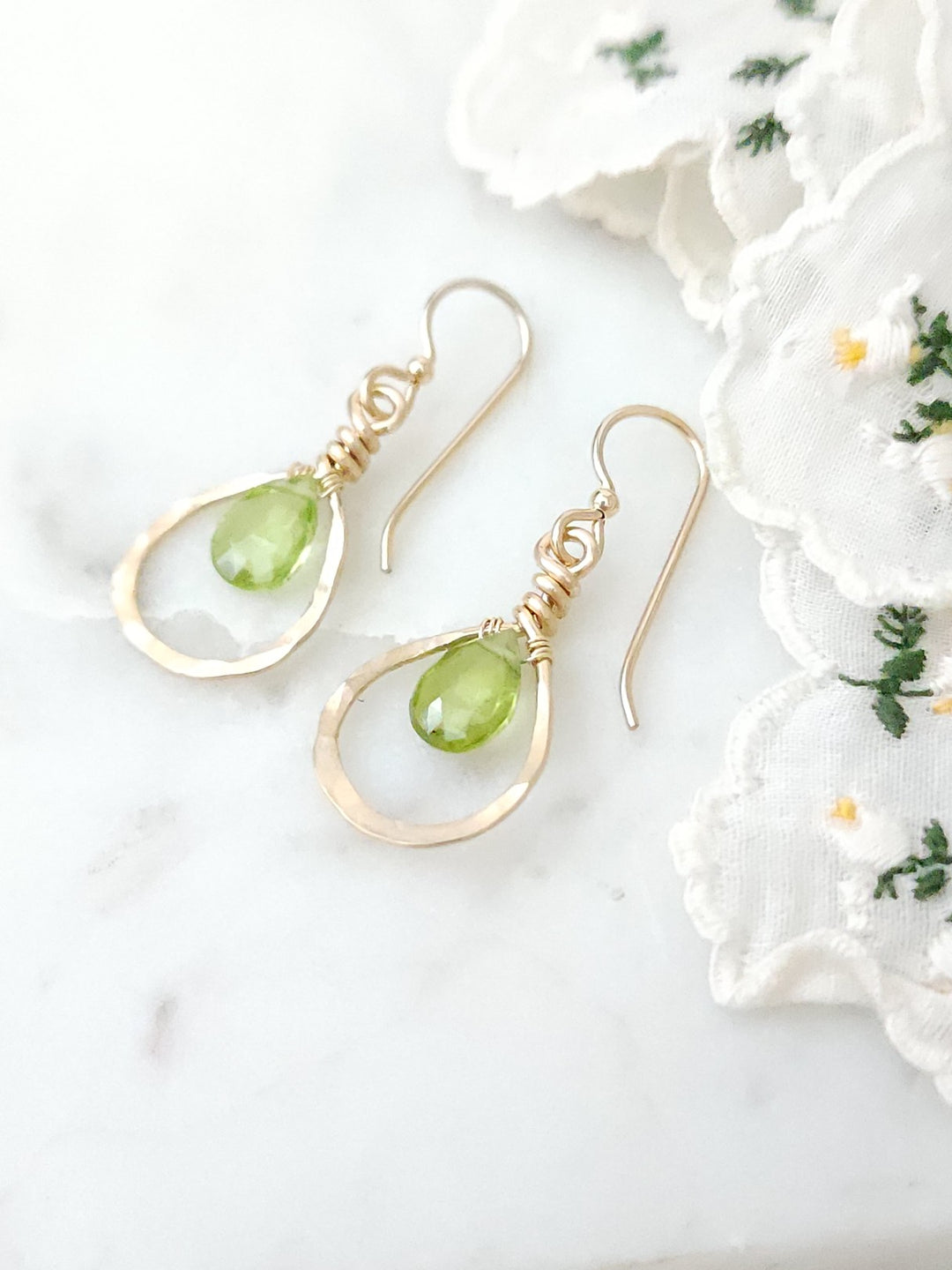 Dewdrop Peridot Earrings in Gold