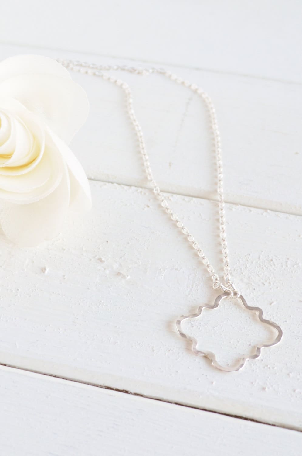 Barbed Quatrefoil Necklace in Silver