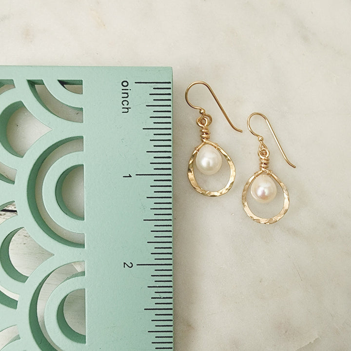 Dewdrop Pearl Earrings in Gold