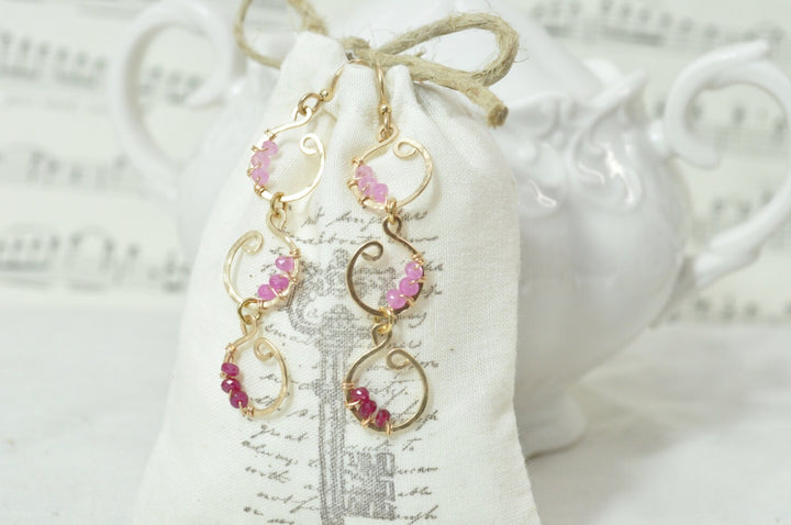 Ombre Ruby & Gold Cascade Earrings
