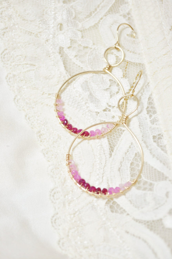 Shades of Ruby Hoop Earrings