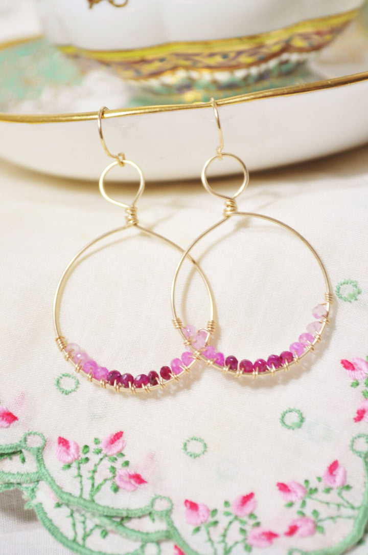 Shades of Ruby Hoop Earrings