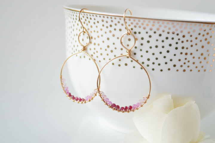 Shades of Ruby Hoop Earrings
