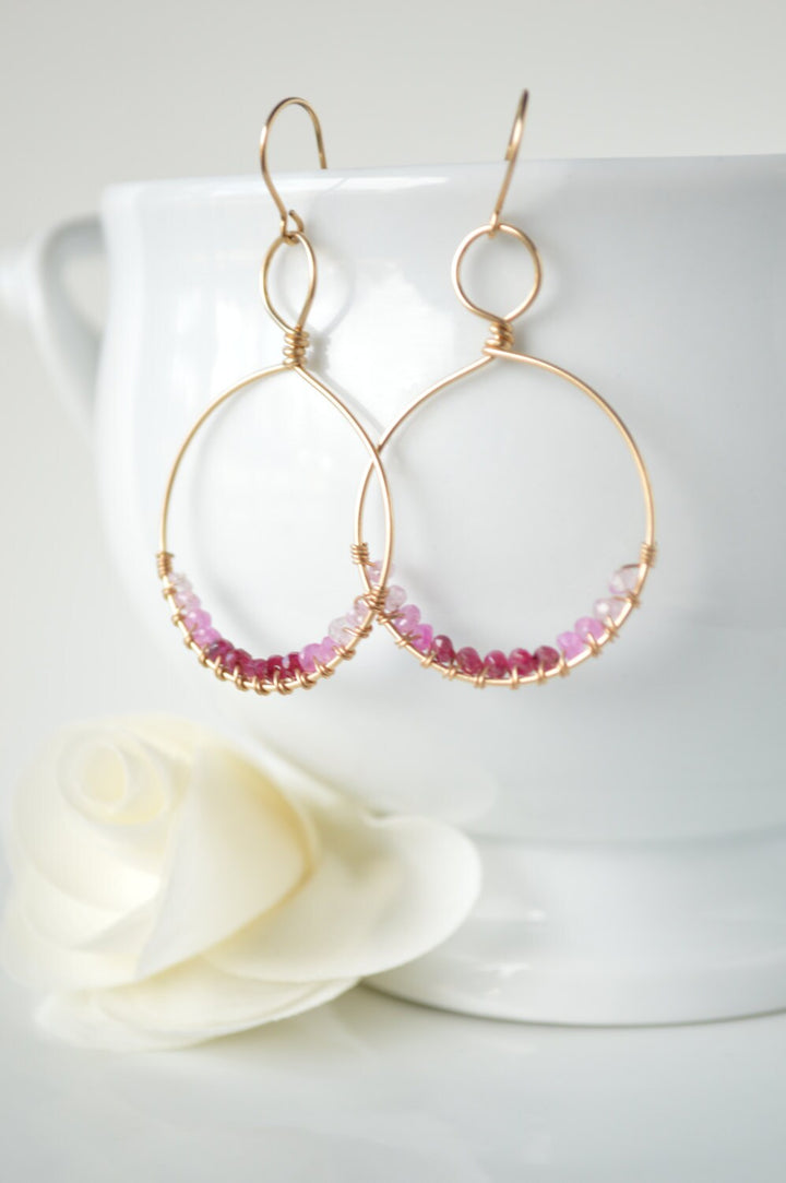 Shades of Ruby Hoop Earrings