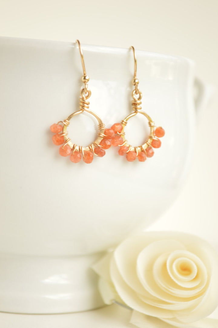 Sunstone & Gold Starburst Earrings