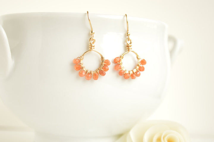 Sunstone & Gold Starburst Earrings