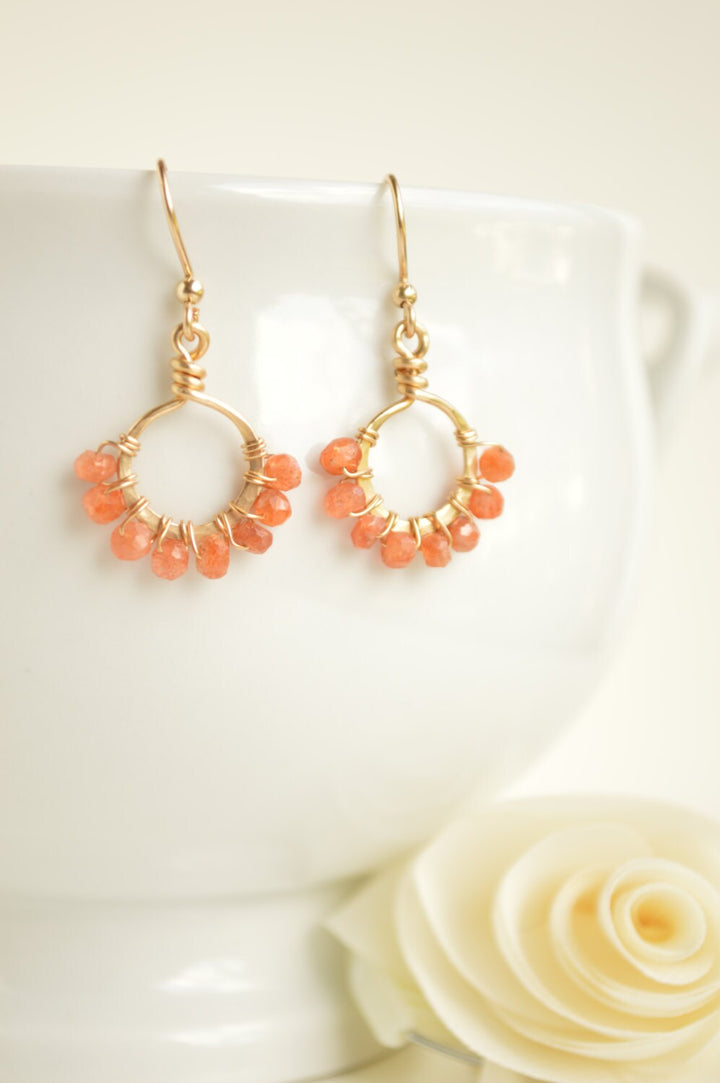 Sunstone & Gold Starburst Earrings