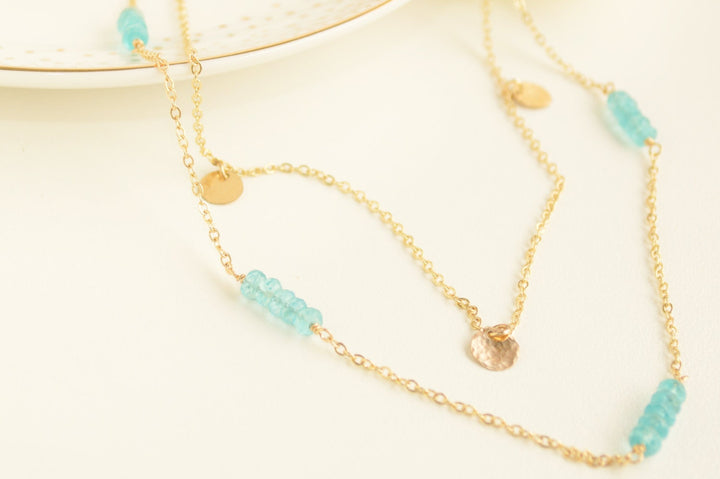 Layered Apatite & Coin Necklace