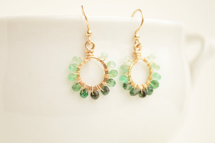 Emerald & Gold Starburst Earrings