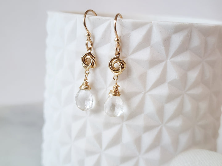 Love Knot Earrings In White Topaz
