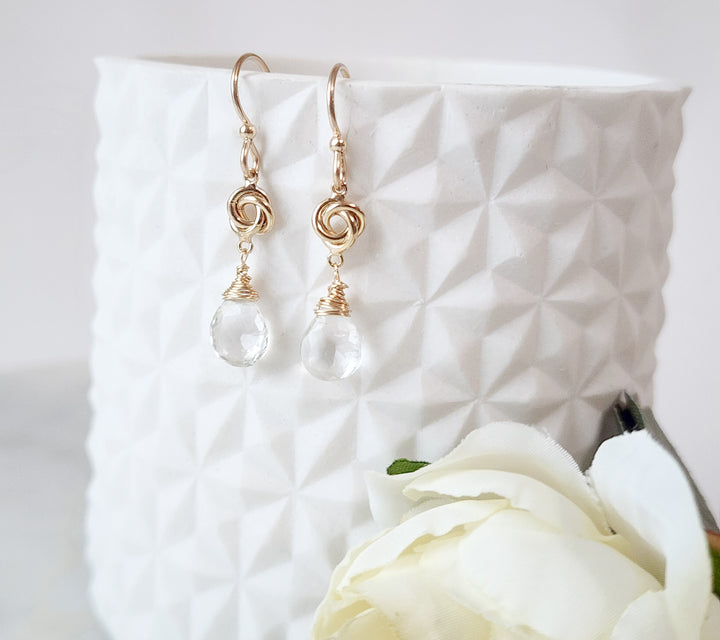 Love Knot Earrings In White Topaz