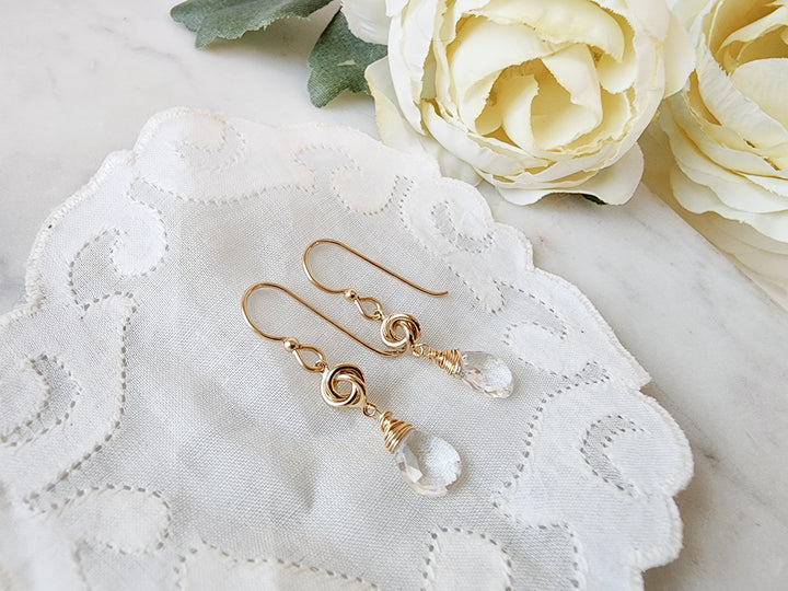 Love Knot Earrings In White Topaz