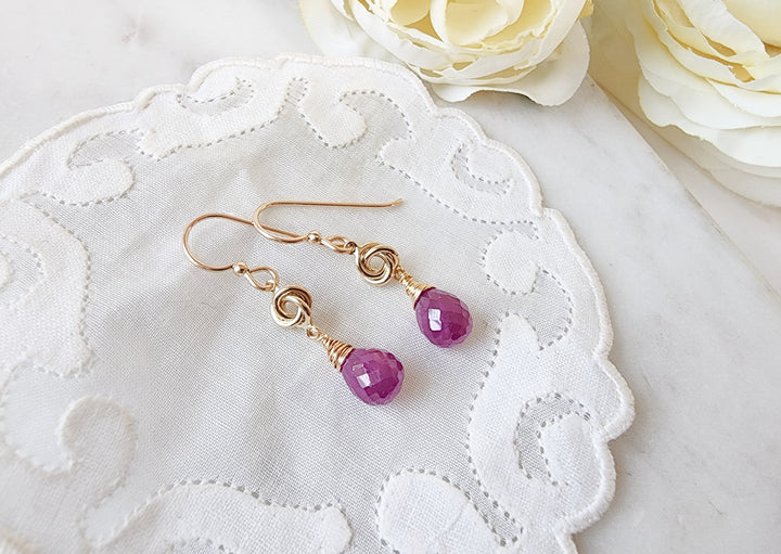 Love Knot Earrings in Ruby