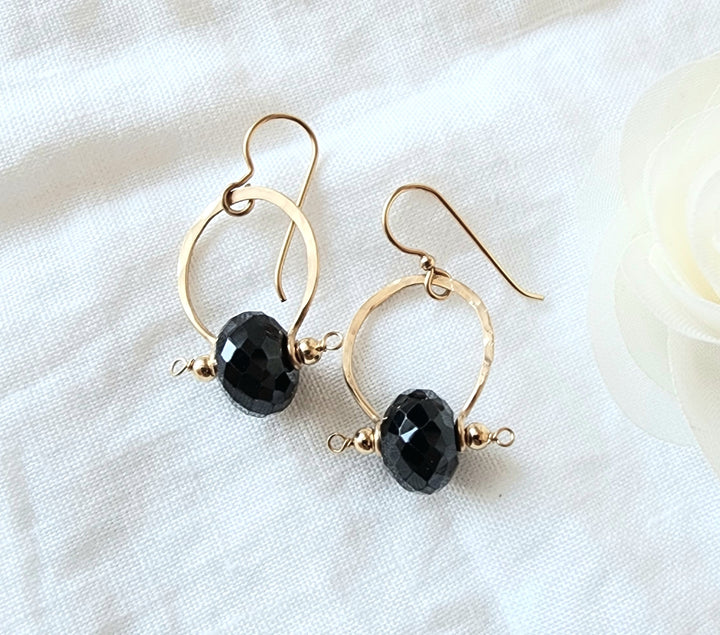Bit & Bridle Black Spinel Earrings in Gold