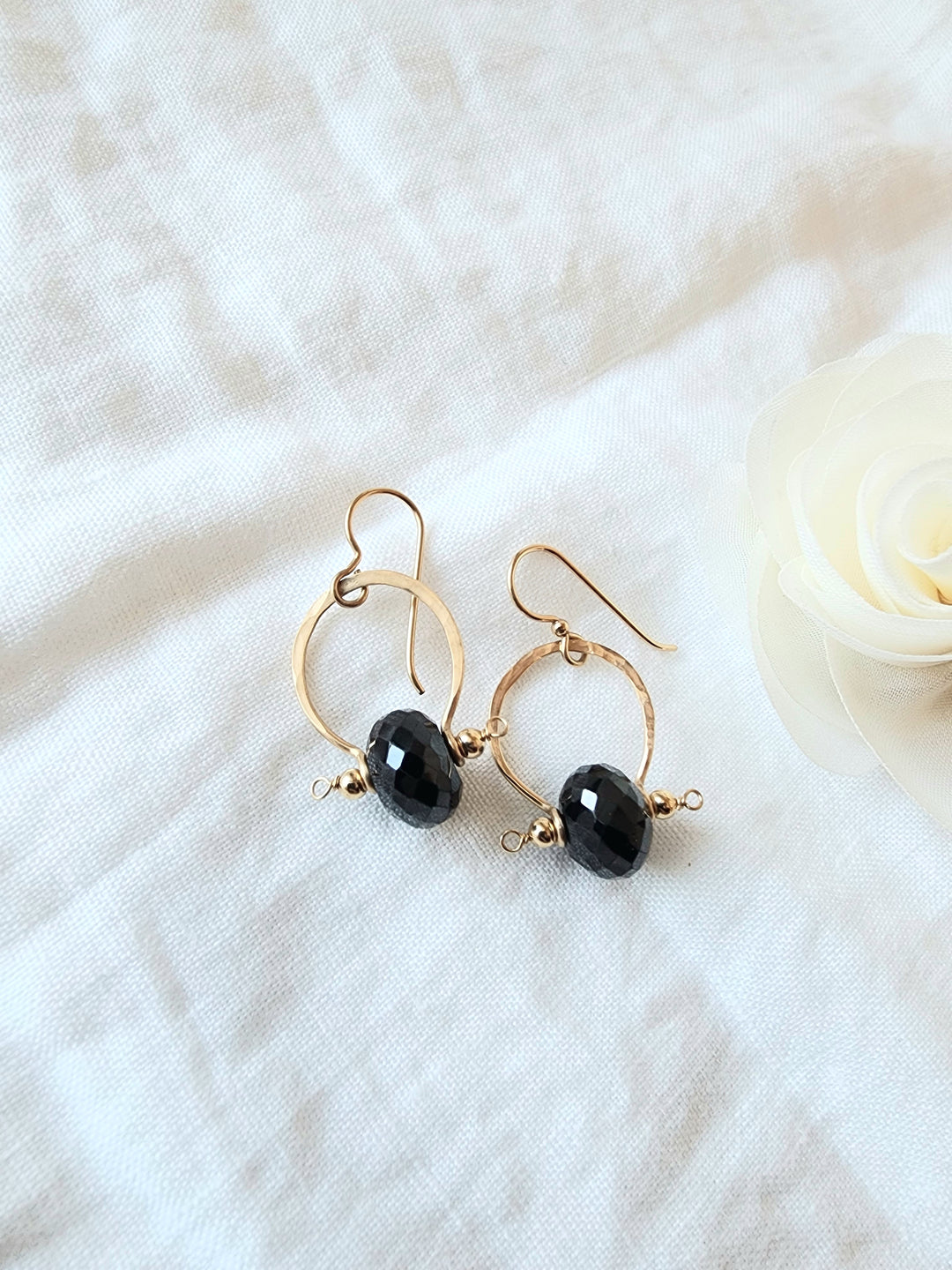 Bit & Bridle Black Spinel Earrings in Gold