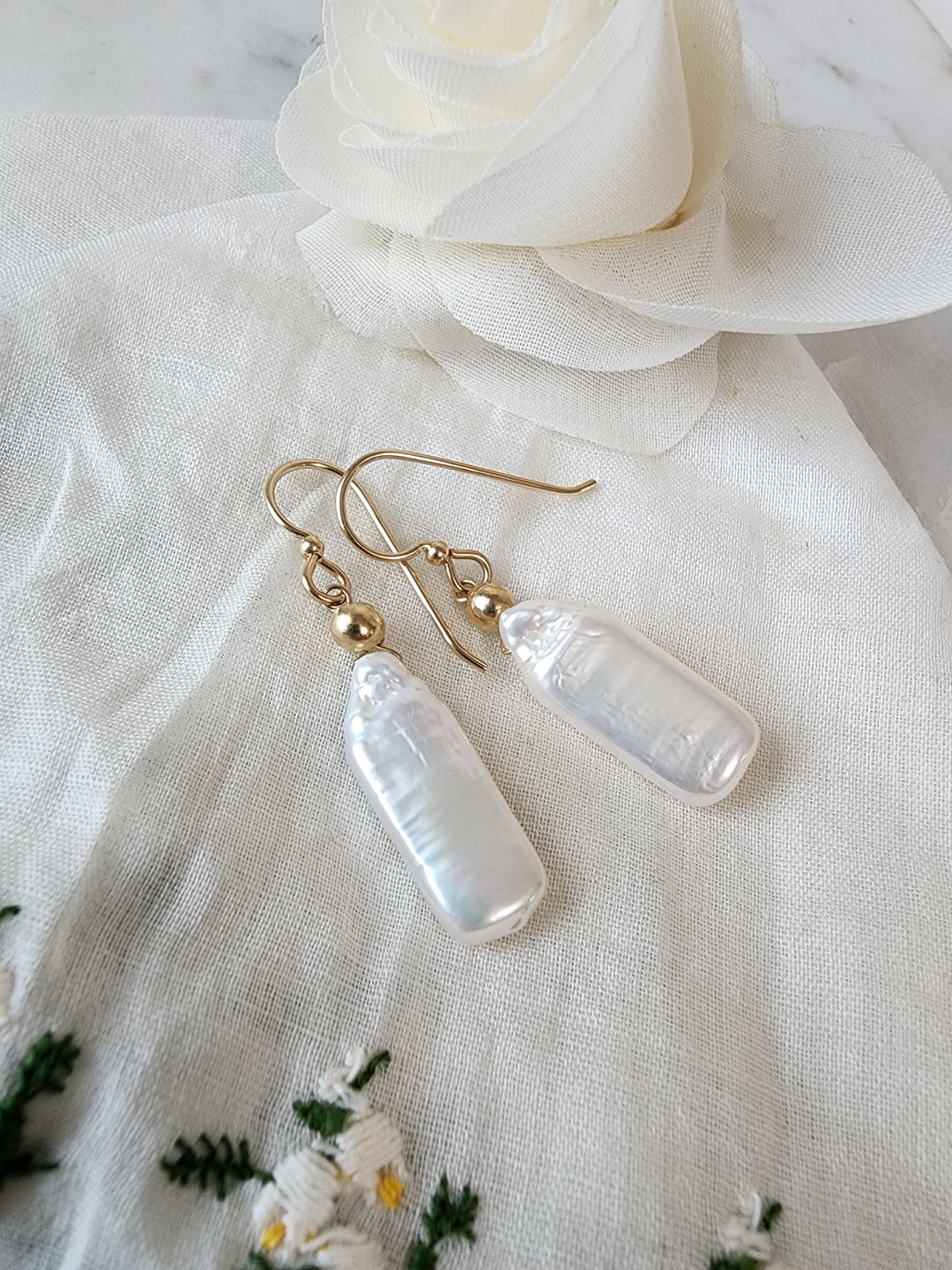 Pearl Baguette Earrings