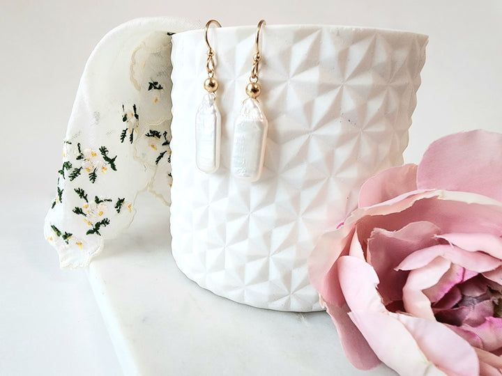 Pearl Baguette Earrings
