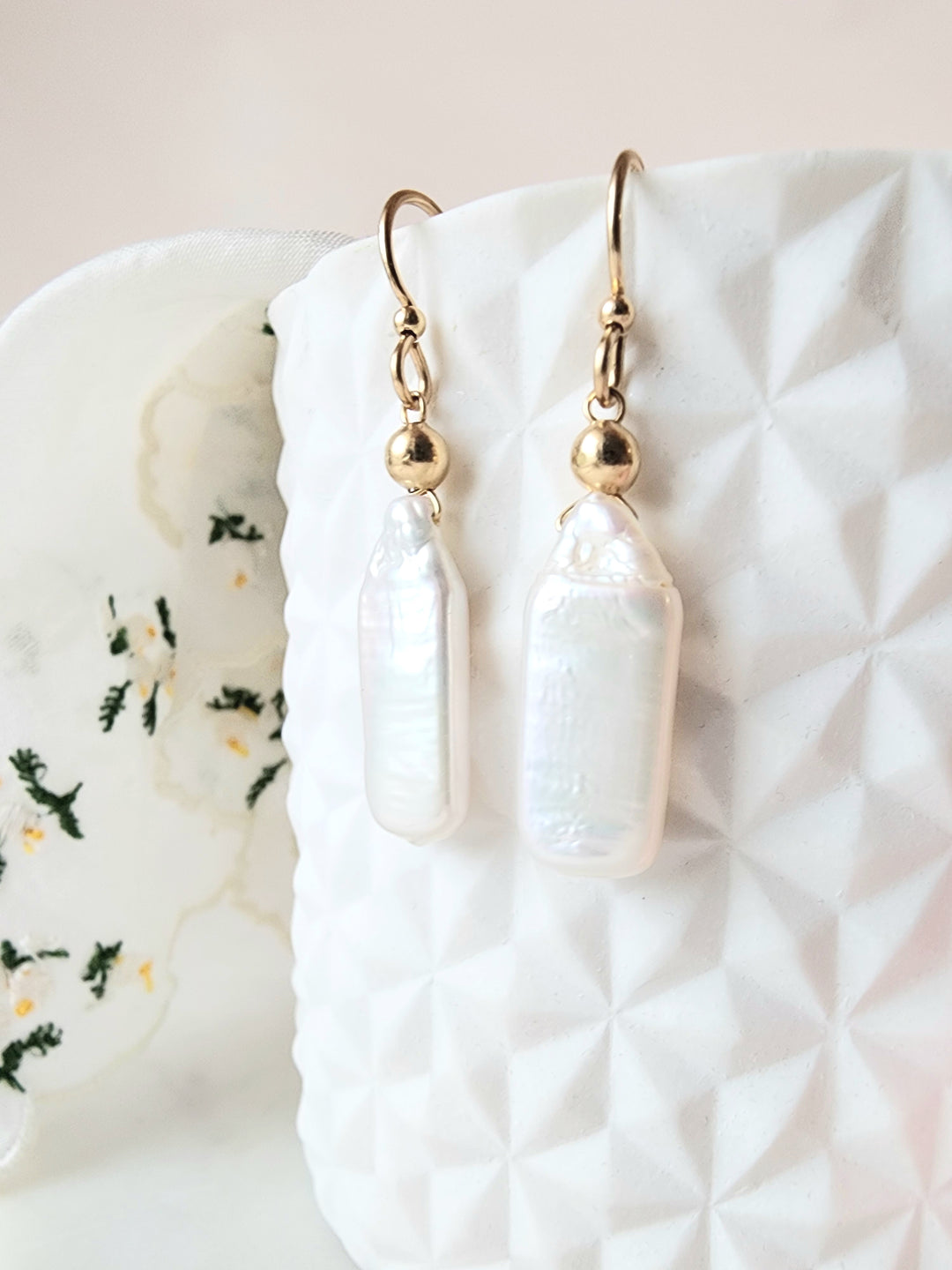 Pearl Baguette Earrings