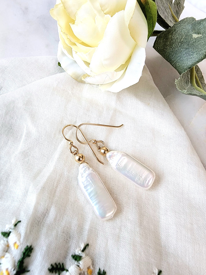 Pearl Baguette Earrings