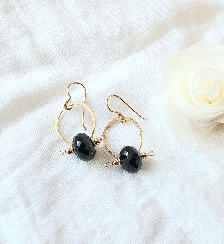 Bit & Bridle Black Spinel Earrings in Gold