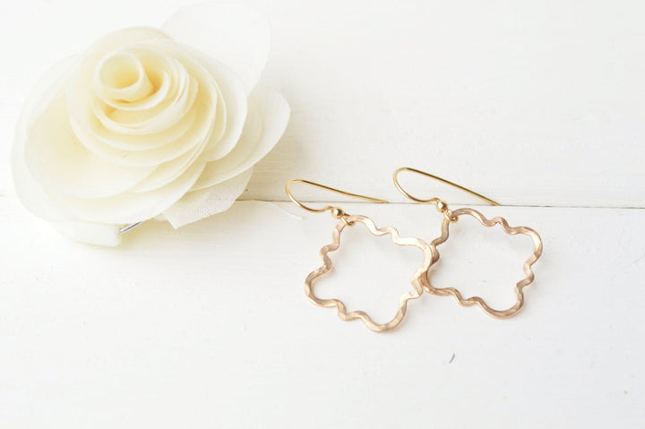 Barbed Quatrefoil Earrings in Gold