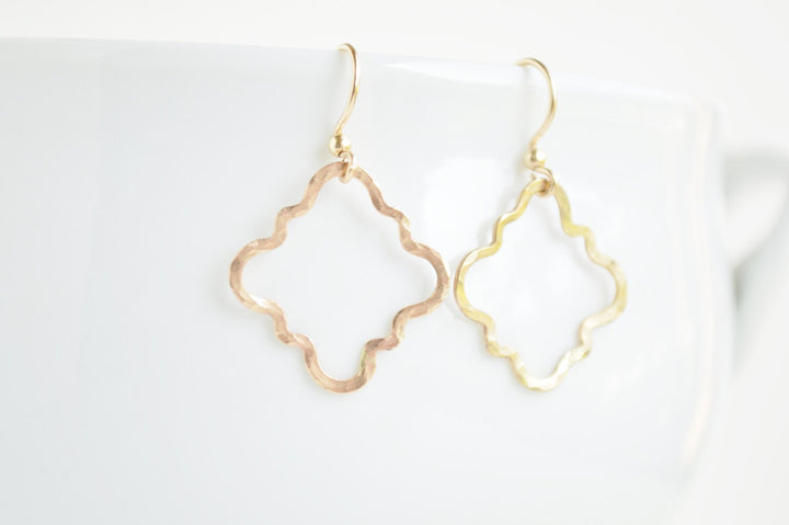 Barbed Quatrefoil Earrings in Gold
