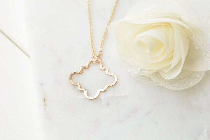 Barbed Quatrefoil Necklace in Gold