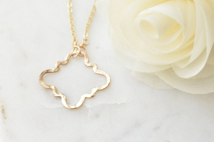 Barbed Quatrefoil Necklace in Gold