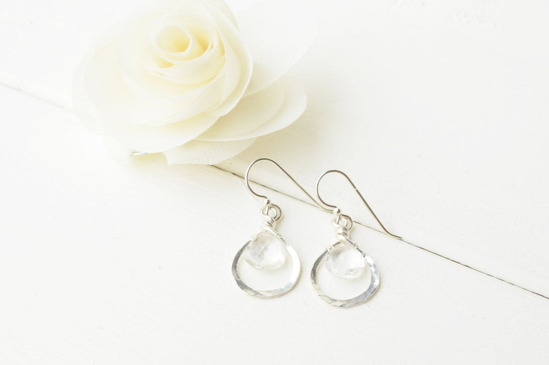 Dewdrop Earrings in Quartz in Silver