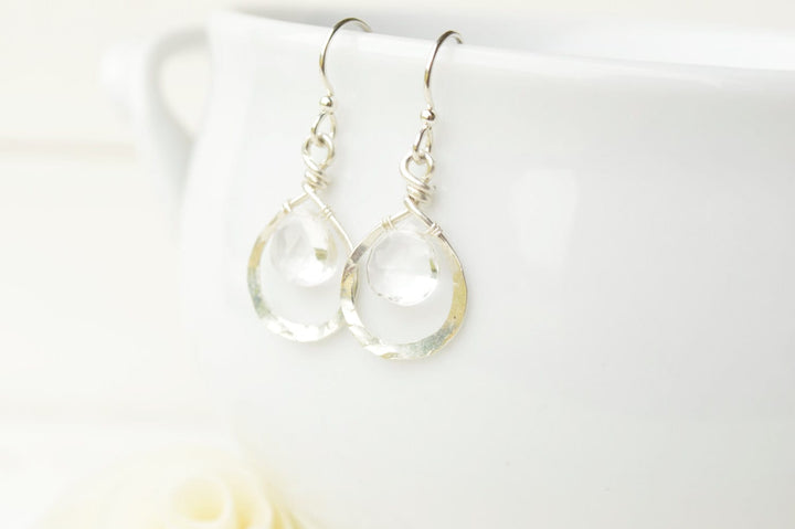 Dewdrop Earrings in Quartz in Silver