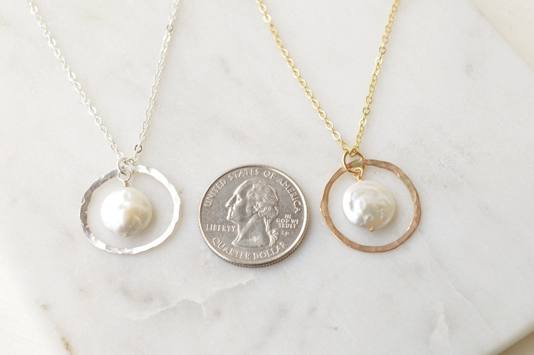 Full Circle Coin Pearl Set in Silver