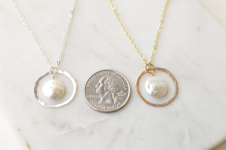 Full Circle Coin Pearl Set in Silver