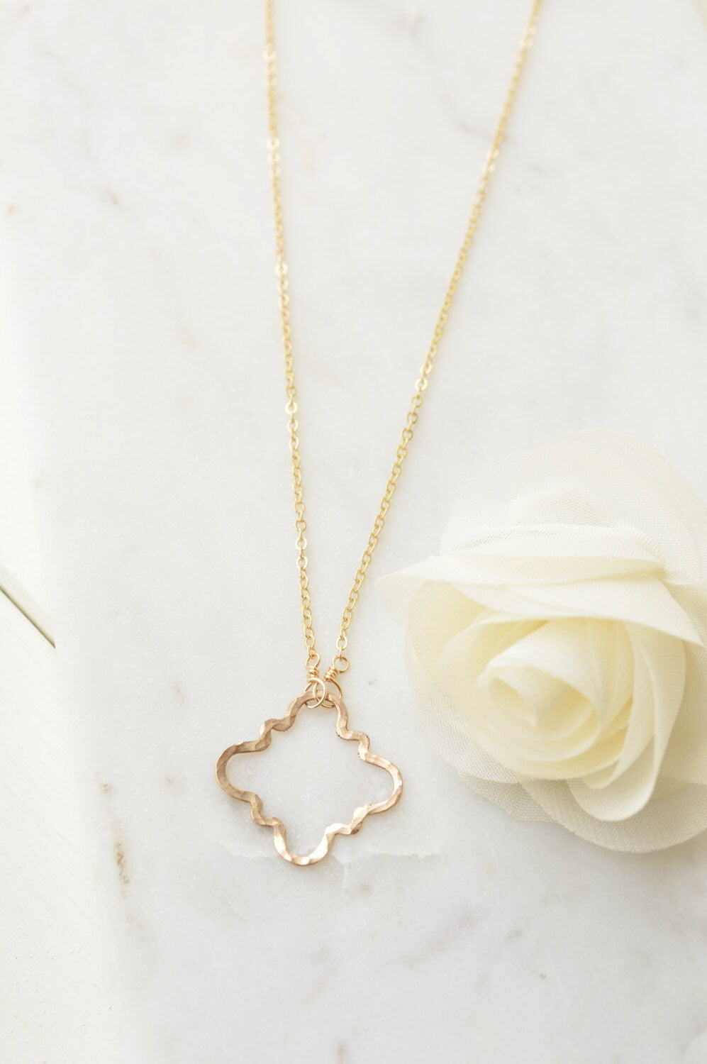Barbed Quatrefoil Necklace in Gold