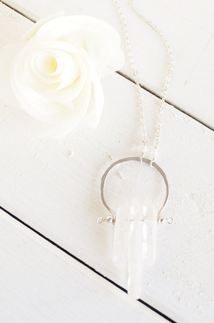 Quartz Point Silver Long Bit & Bridle Necklace