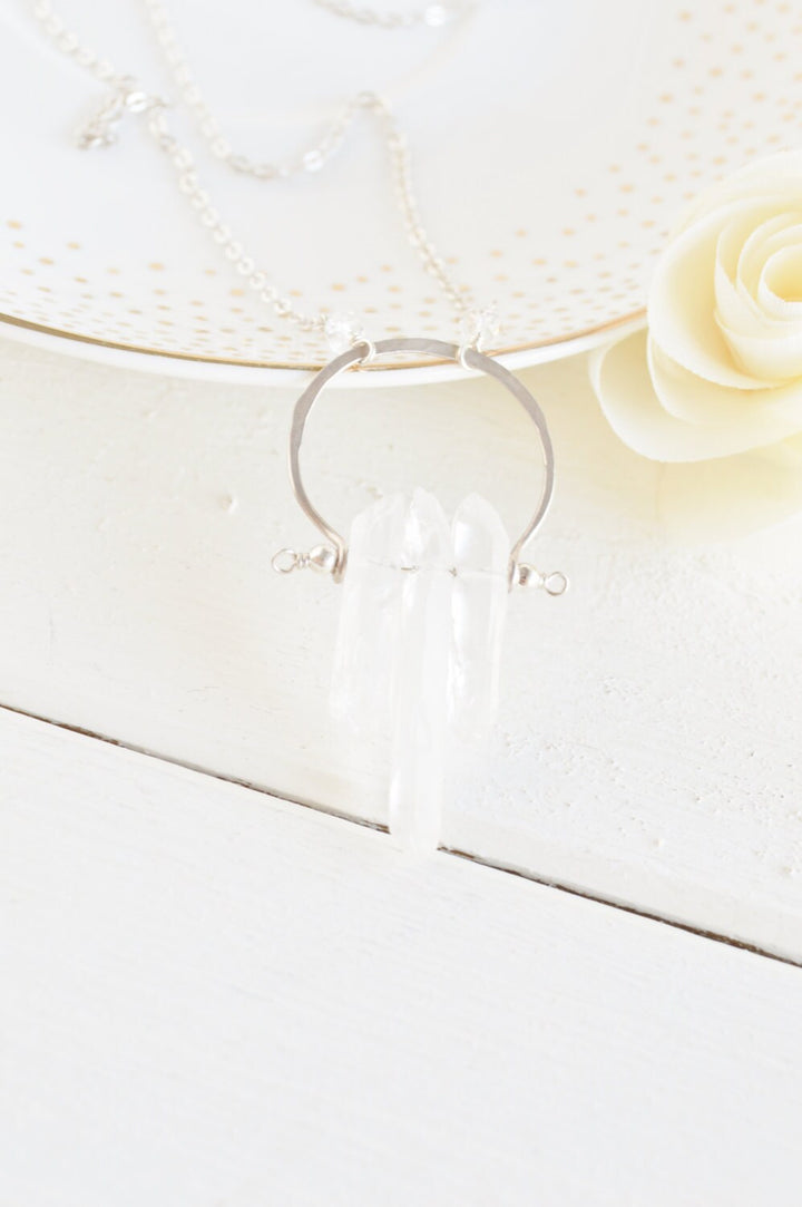 Quartz Point Silver Long Bit & Bridle Necklace