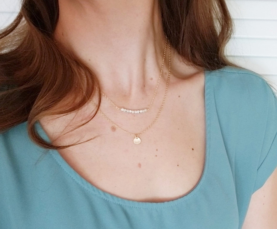 Gold & Silver Nugget Bar Necklace