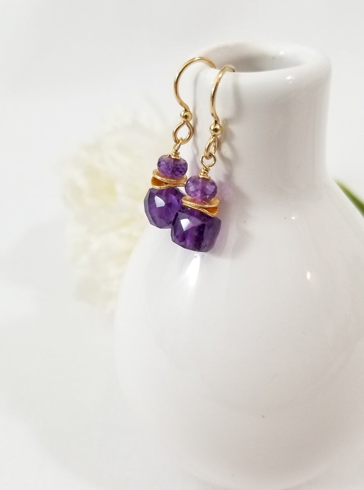 Amethyst Dainty Drop Earrings