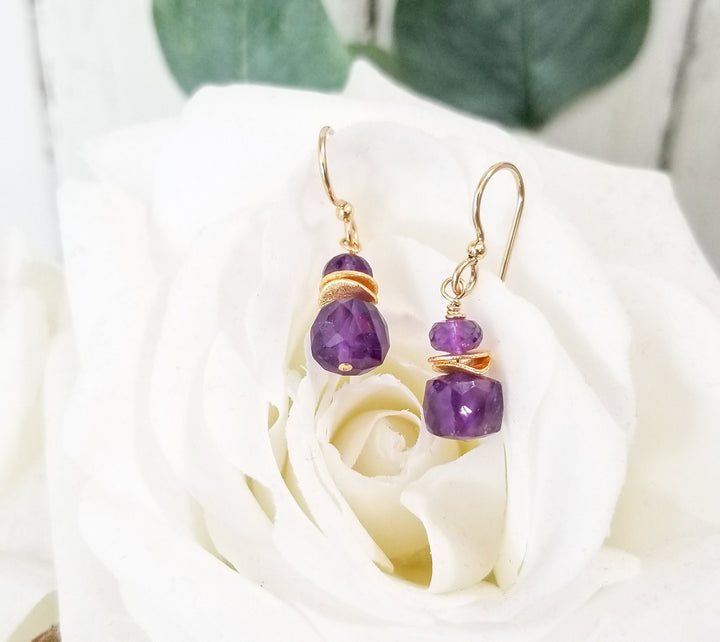 Amethyst Dainty Drop Earrings