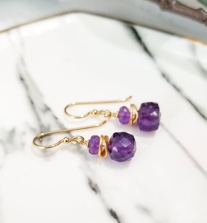 Amethyst Dainty Drop Earrings