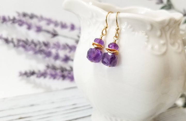 Amethyst Dainty Drop Earrings