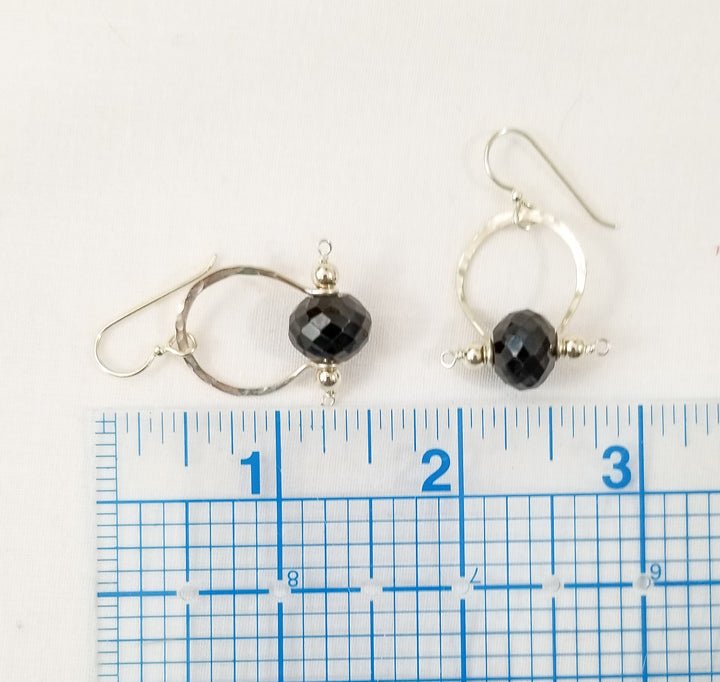 Bit & Bridle Black Spinel Earrings in Silver