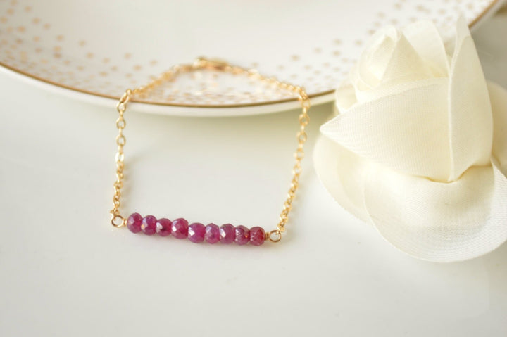 Ruby Bar Bracelet in Gold