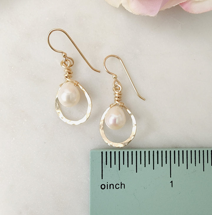 Dewdrop Pearl Earrings in Gold