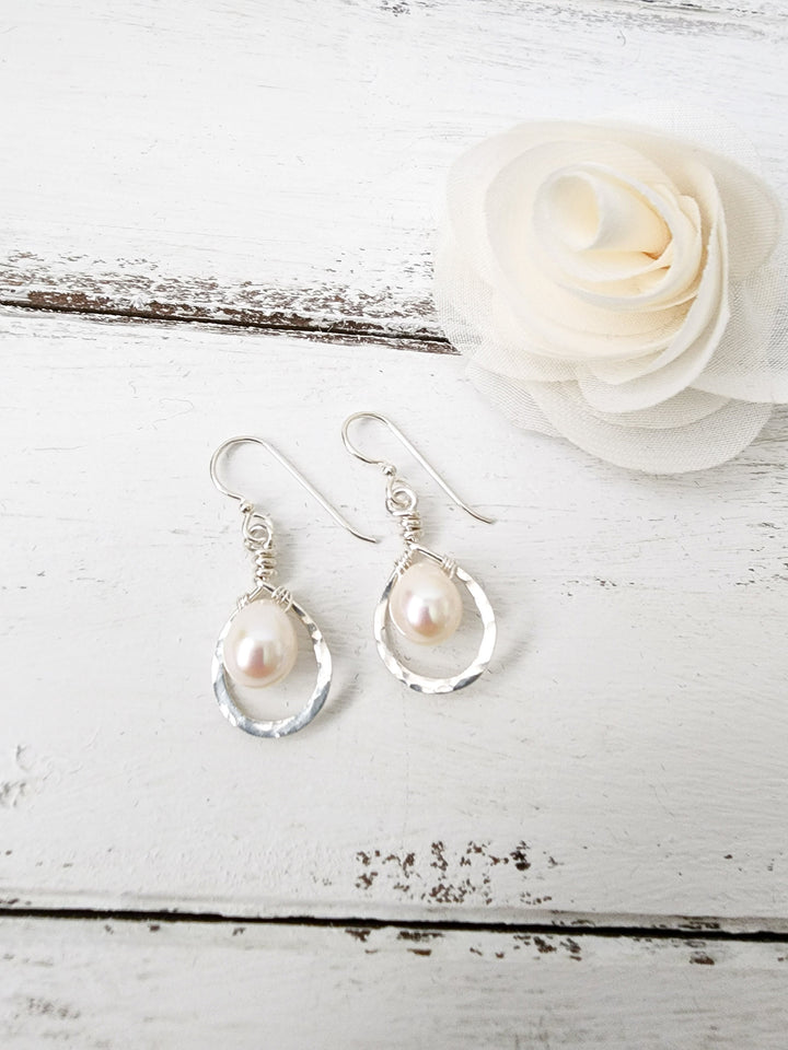 Dewdrop Pearl Earrings in Silver