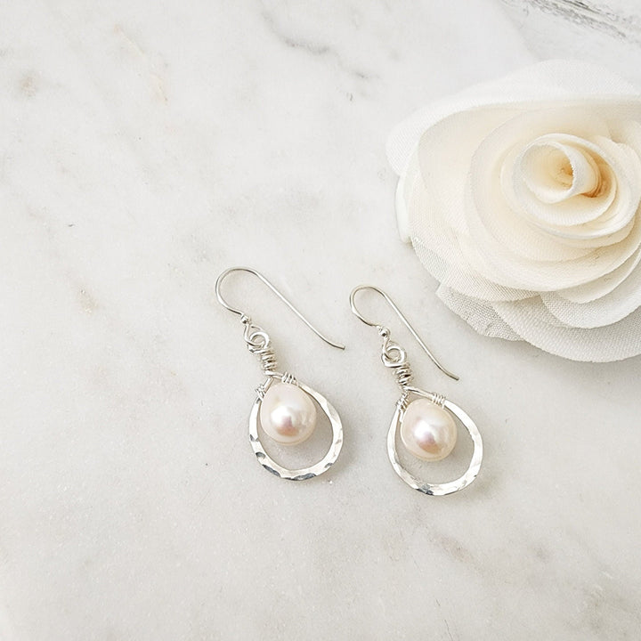 Dewdrop Pearl Earrings in Silver