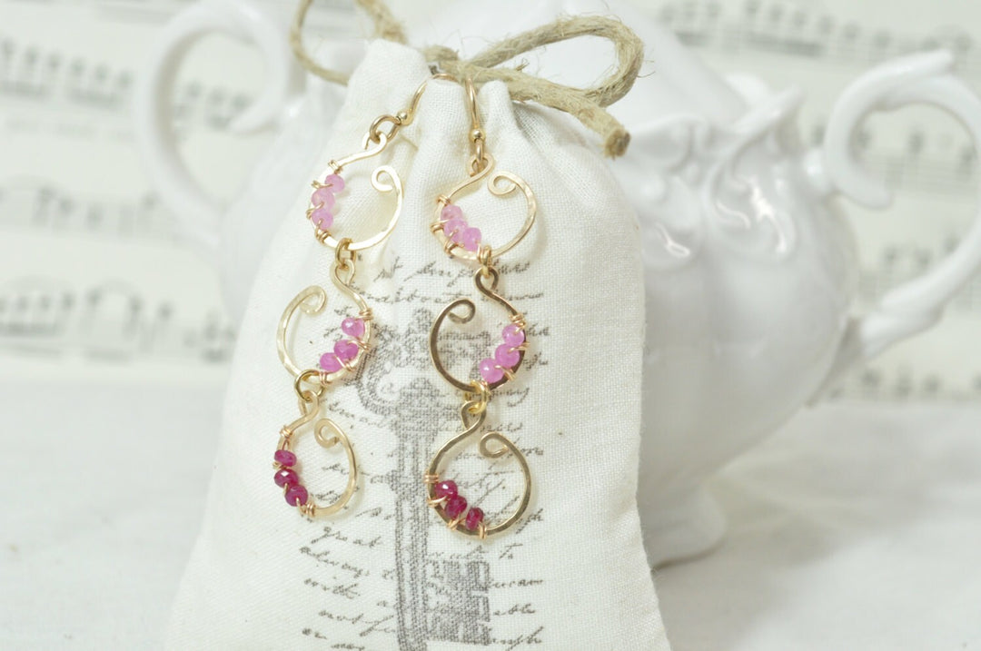 Ombre Ruby & Gold Cascade Earrings
