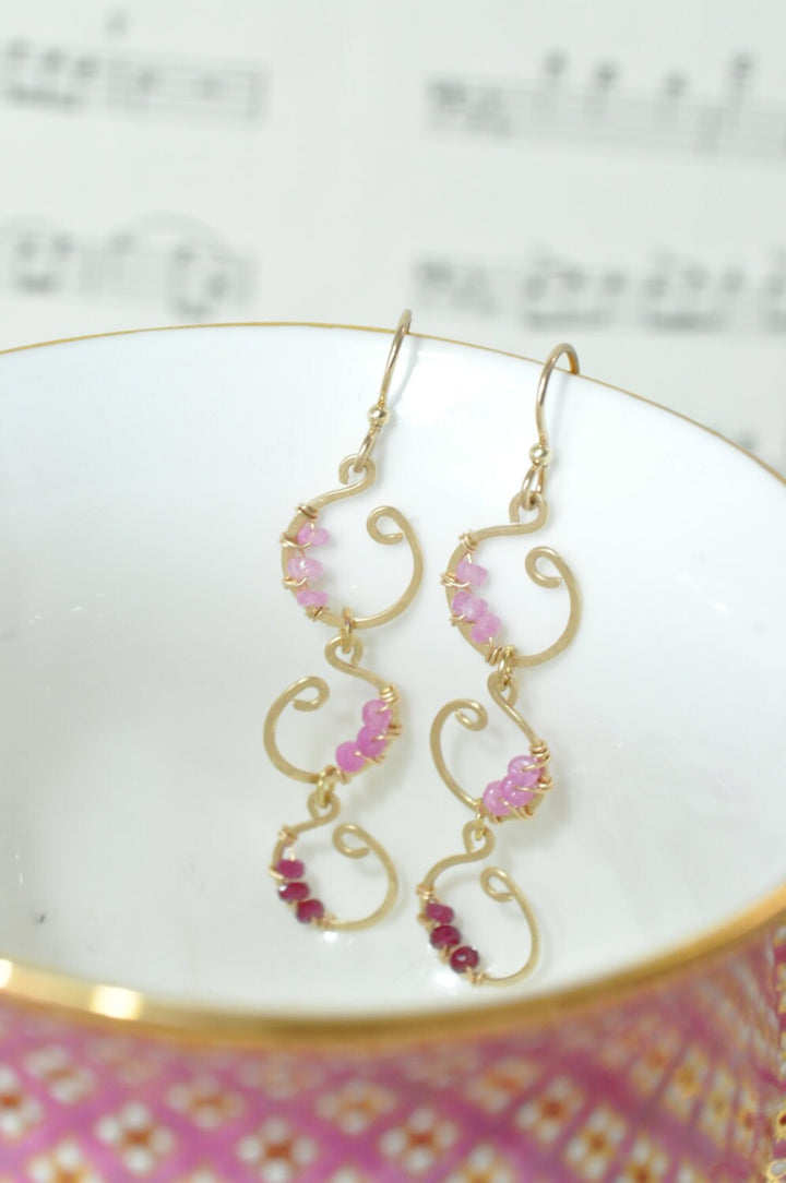 Ombre Ruby & Gold Cascade Earrings