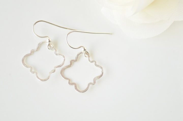 Barbed Quatrefoil Earrings in Silver