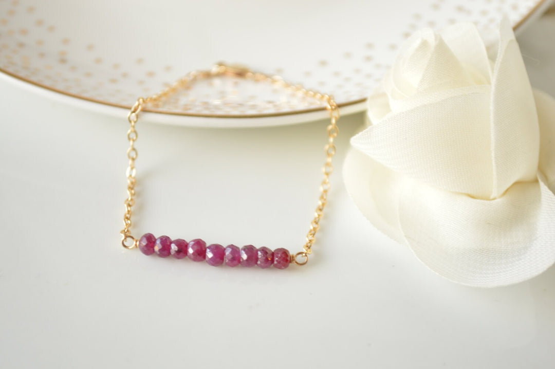 Ruby Bar Bracelet in Gold