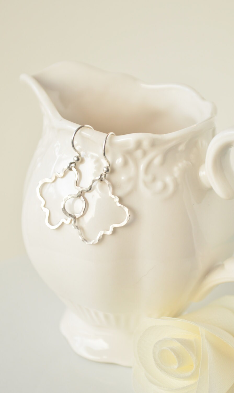 Barbed Quatrefoil Earrings in Silver